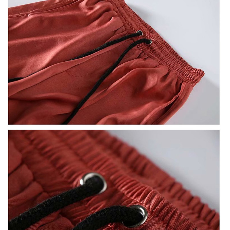 Fashion Pink Silk Glossy Overalls,Pants