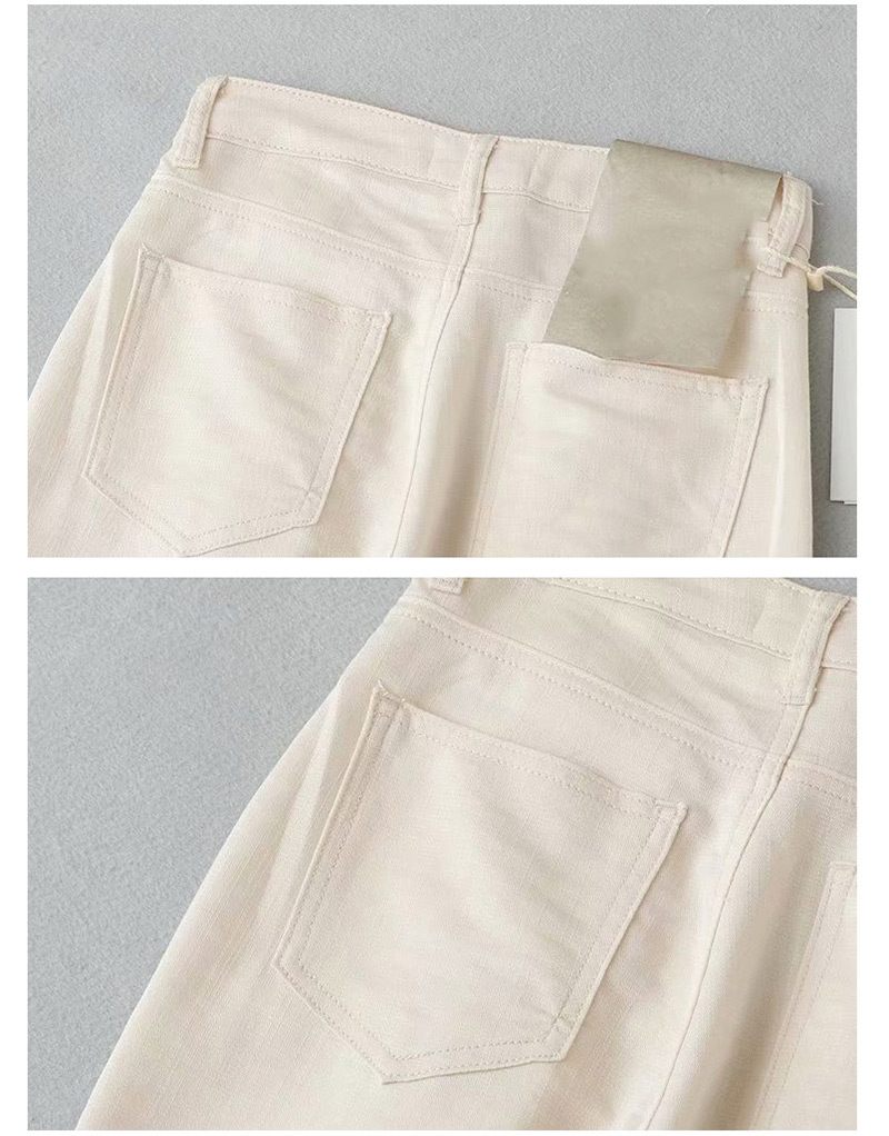 Fashion Apricot Cotton And Linen Straight Wide Leg Pants,Pants