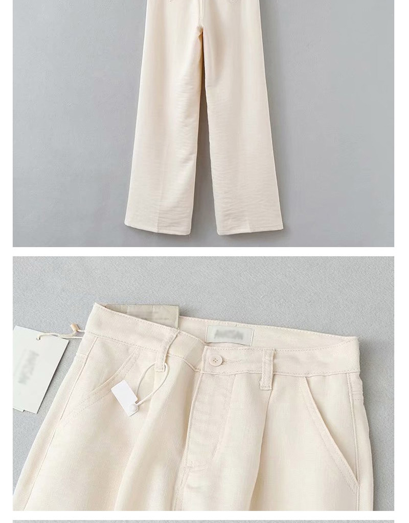 Fashion Apricot Cotton And Linen Straight Wide Leg Pants,Pants