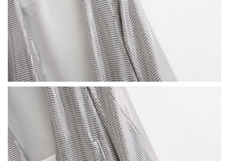 Fashion Silver Bright Slit Decorative Cloak Coat,Sunscreen Shirts