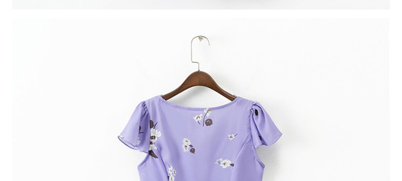Fashion Purple Flower Print Dress,Mini & Short Dresses