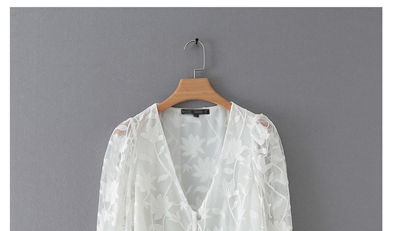 Fashion White V-neck Single-breasted Shirt,Blouses