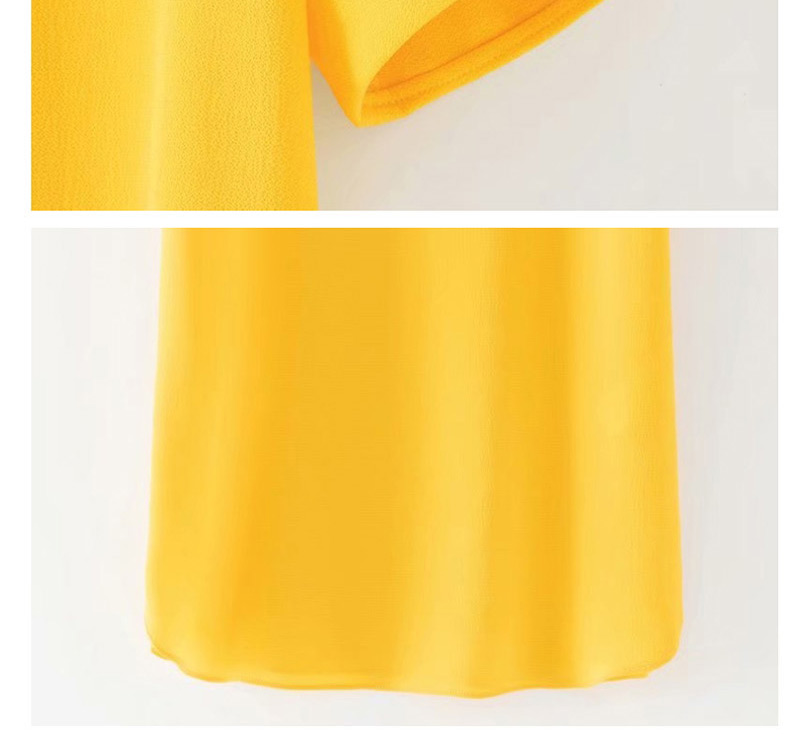 Fashion Yellow V-neck Dress,Mini & Short Dresses