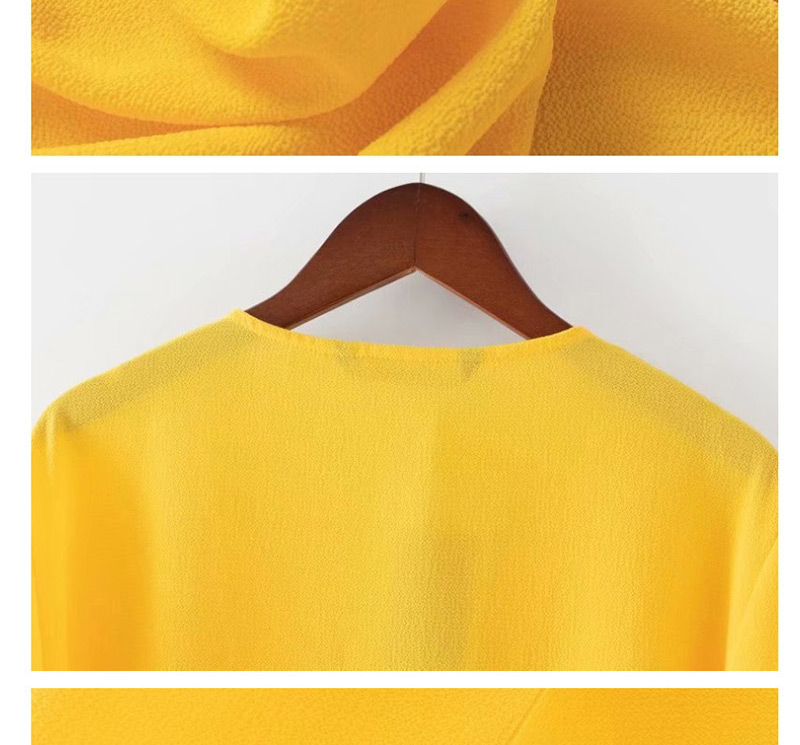 Fashion Yellow V-neck Dress,Mini & Short Dresses