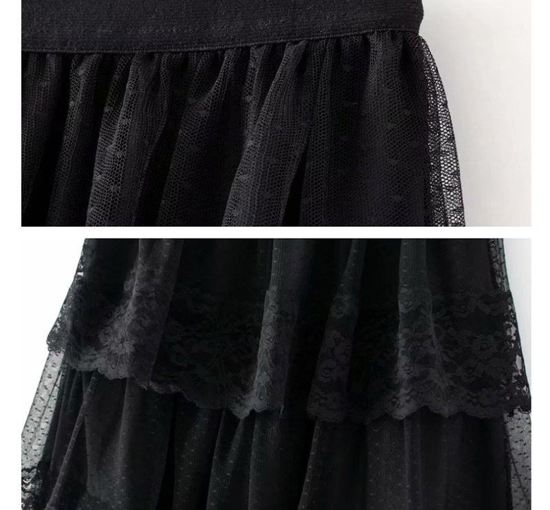Fashion White High-waist Stitching Lace Half-length Cake Skirt,Skirts