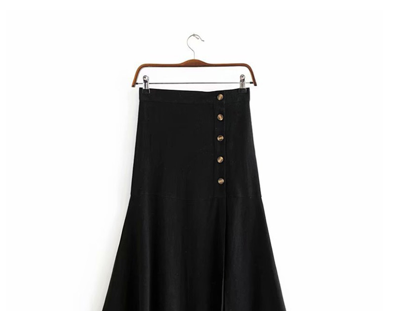 Fashion Black Side-breasted A-line Skirt,Skirts