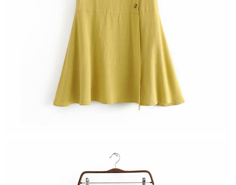 Fashion Yellow Side-breasted A-line Skirt,Skirts