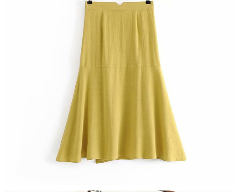 Fashion Yellow Side-breasted A-line Skirt,Skirts