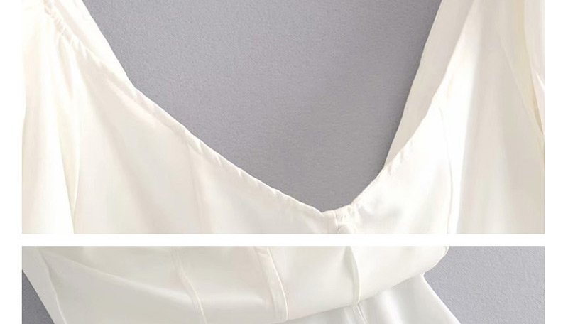 Fashion White V-neck Single-breasted Dress,Mini & Short Dresses