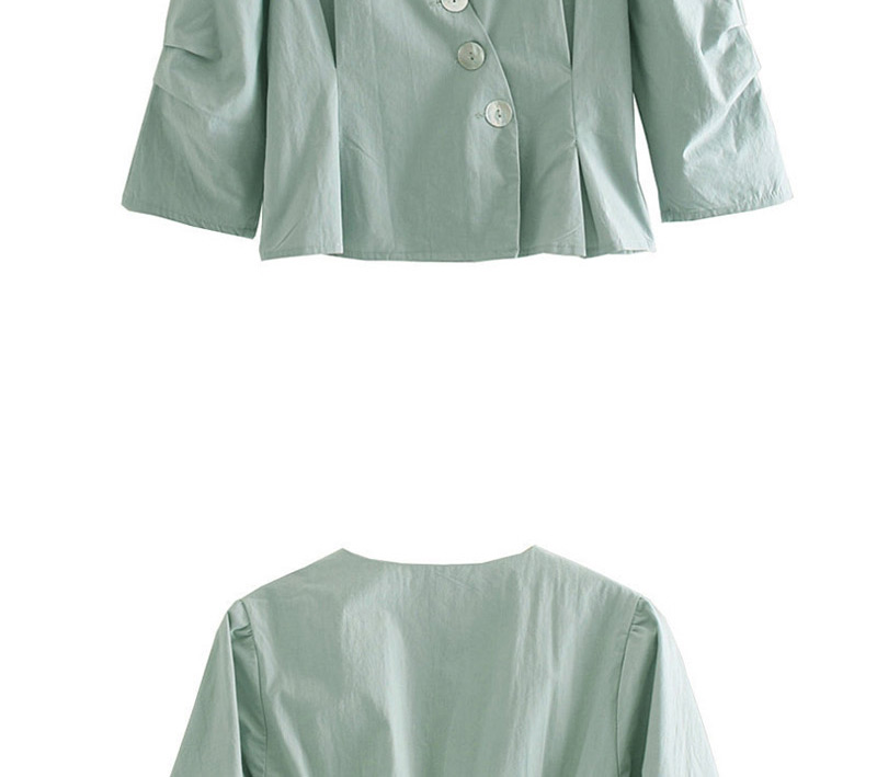 Fashion Green Shell Buckle V-neck Shirt,Tank Tops & Camis