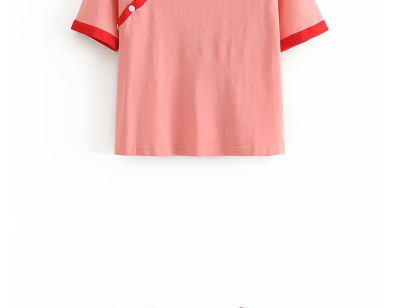 Fashion Red Button Contrast Knit T-shirt,Hair Crown