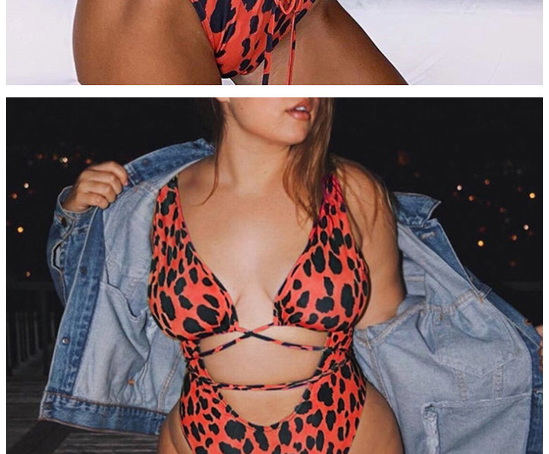 Fashion Nylon Leopard-print Hollow Straps One-piece Swimsuit,One Pieces