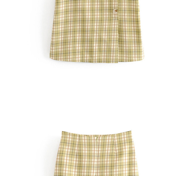Fashion Matcha Green Plaid High Waist Skirt,Skirts