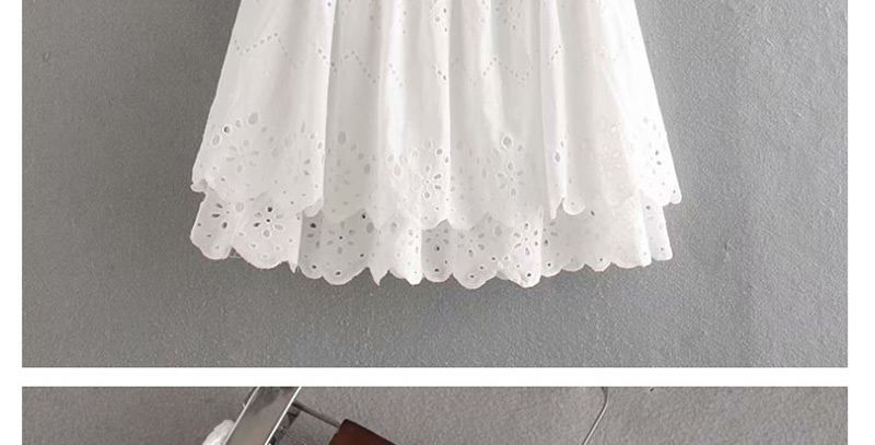 Fashion White Openwork Embroidered Skirt,Skirts