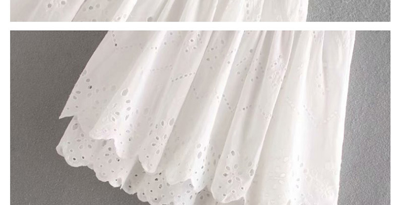Fashion White Openwork Embroidered Skirt,Skirts