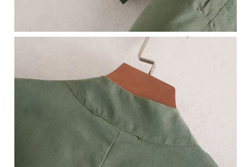 Fashion Green Lapel Drawstring Trench Coat,Coat-Jacket