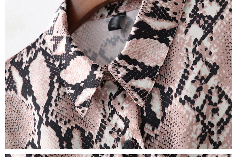 Fashion Khaki Snake Print Knotted Shirt Dress,Mini & Short Dresses