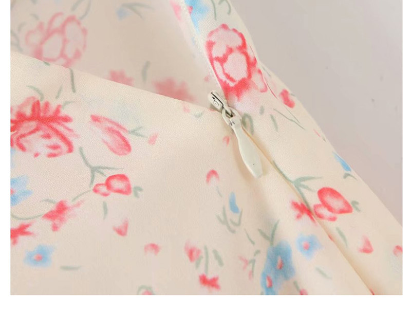 Fashion Pink + Blue Flower Print Colorblock Fishtail Skirt Ruffle Skirt,Skirts