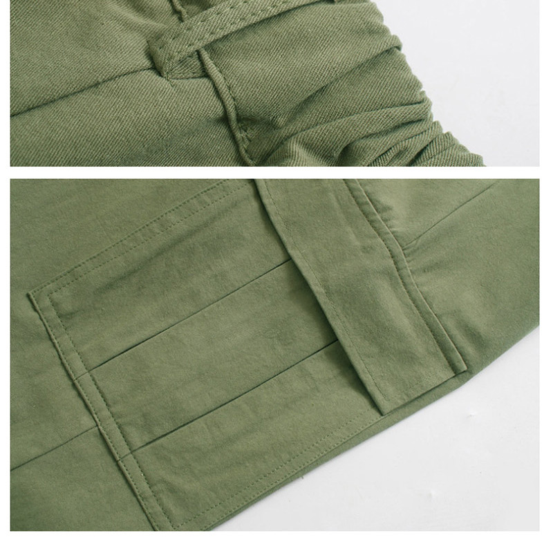 Fashion Green Tooling High Waist Straight Pants,Pants