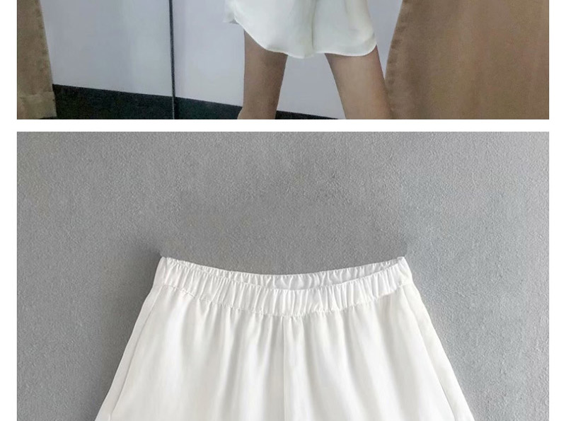 Fashion White Elastic Waist Shorts,Shorts