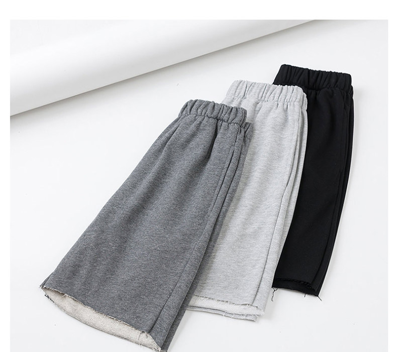 Fashion Light Gray Elastic Waist And Five-pants,Shorts