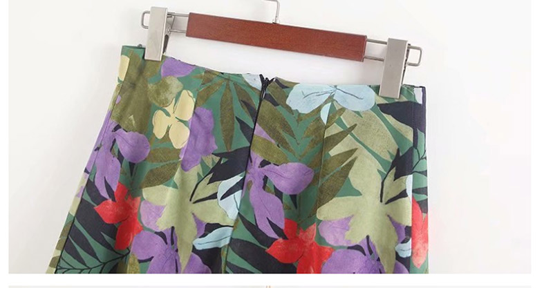 Fashion Green Flower Print Skirt,Skirts