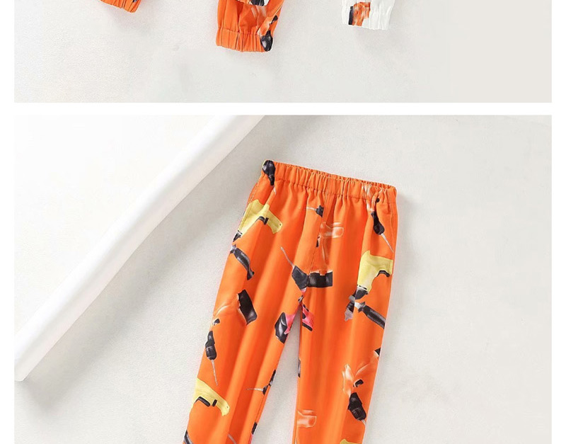Fashion Orange Full Printed Electric Drill Beam Foot Harem Pants,Pants