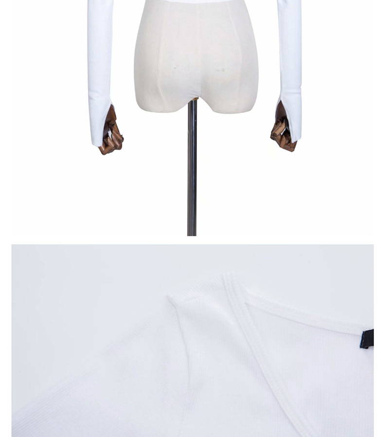 Fashion White Large V-neck Short T-shirt,Hair Crown