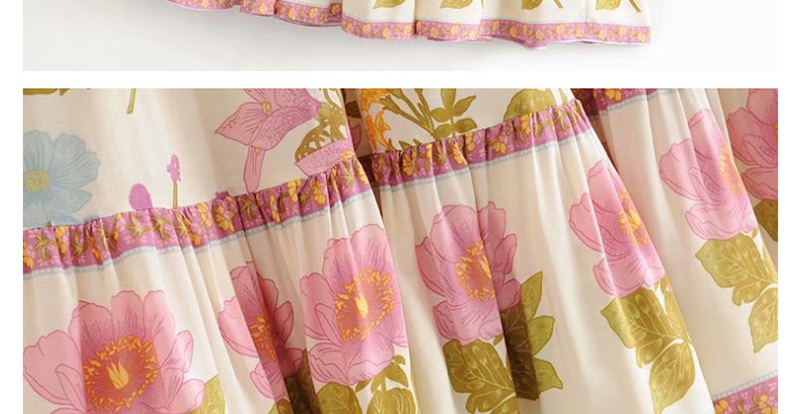 Fashion Beige Printed Elastic Waist Strap Skirt,Skirts