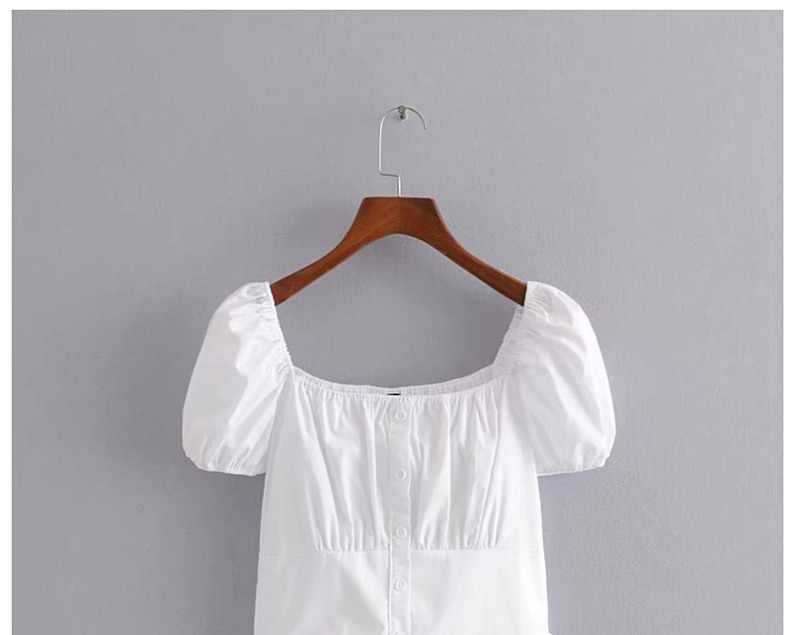Fashion White Single-breasted Square Collar Short Shirt,Blouses
