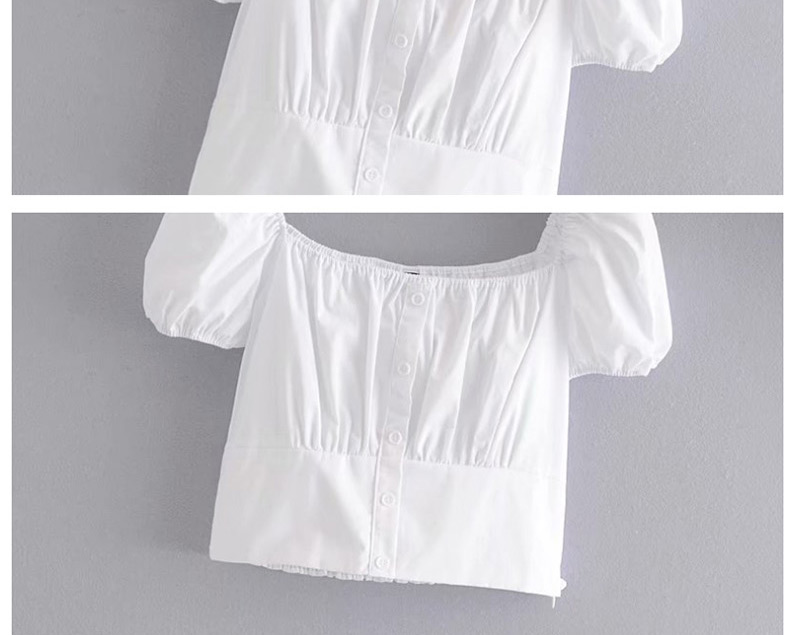 Fashion White Single-breasted Square Collar Short Shirt,Blouses