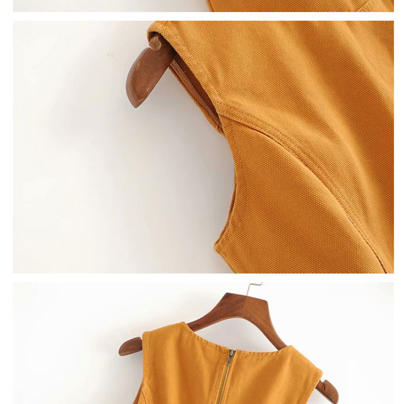 Fashion Ginger Yellow Lodging Round Neck Dress,Mini & Short Dresses