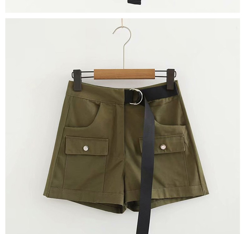 Fashion Khaki Double Pocket Tooling Stitching Shorts,Shorts