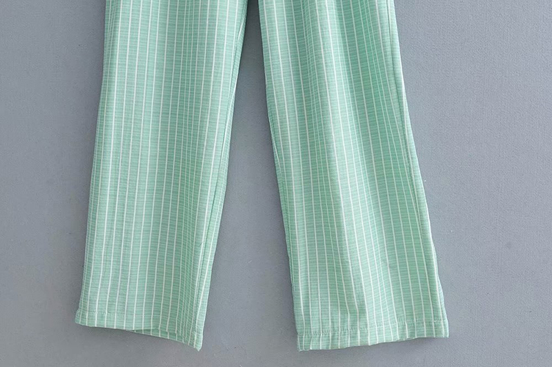Fashion Green Ruffled Striped Print Jumpsuit,Pants