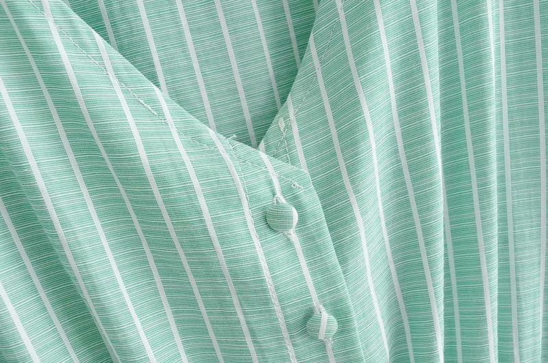 Fashion Green Ruffled Striped Print Jumpsuit,Pants