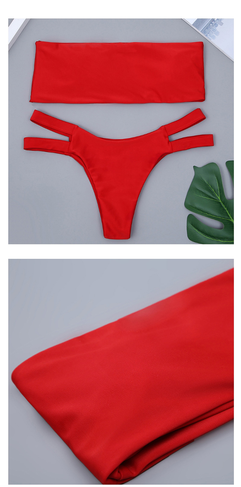 Fashion Red Bandeau Double-sided Bandage Split Swimsuit,Bikini Sets