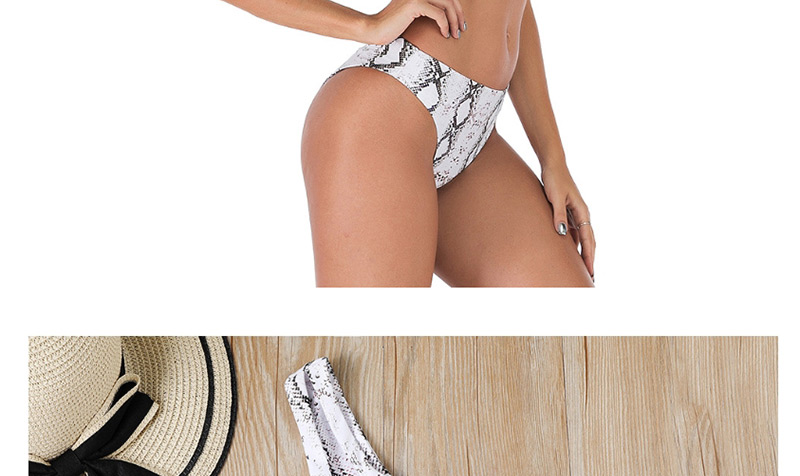 Fashion White One-shoulder Hollow Crepe Print Split Swimsuit,Bikini Sets