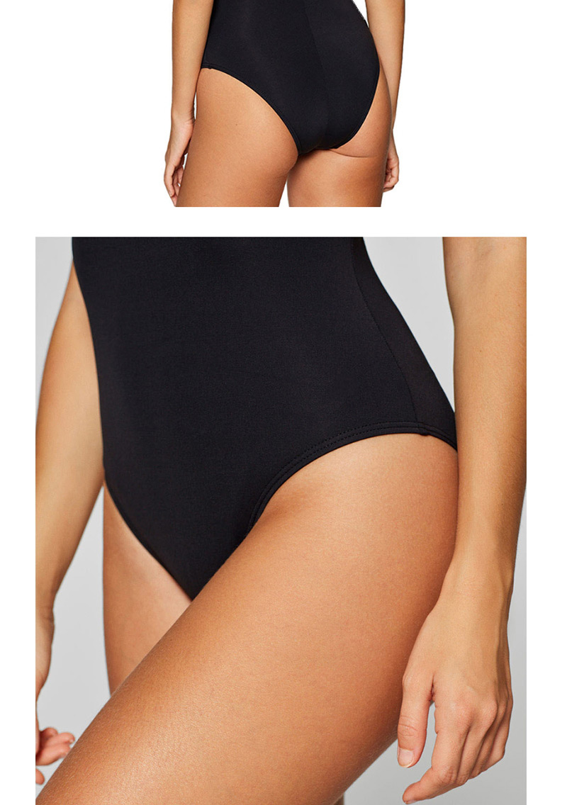 Fashion Black One-shoulder Ruffled One-piece Swimsuit,One Pieces
