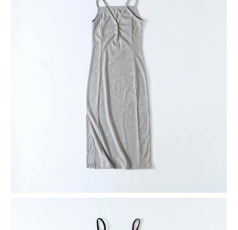 Fashion Light Grey Side Slit Sling Bag Hip Dress,Long Dress