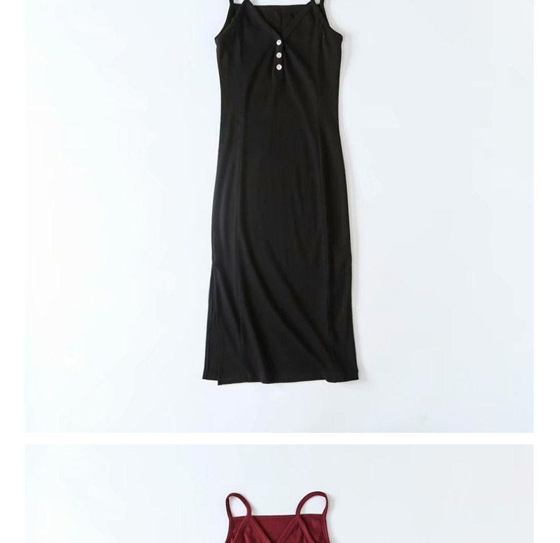 Fashion Black Side Slit Sling Bag Hip Dress,Long Dress
