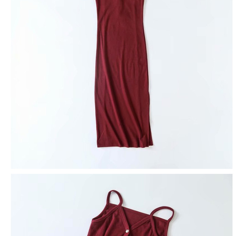 Fashion Red Wine Side Slit Sling Bag Hip Dress,Long Dress