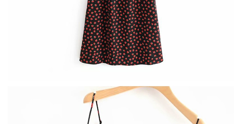Fashion Black Flower Print Suspender Dress,Long Dress