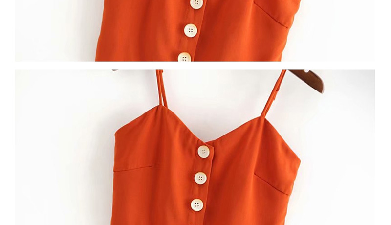 Fashion Orange Sling Single-breasted Short Vest,Tank Tops & Camis