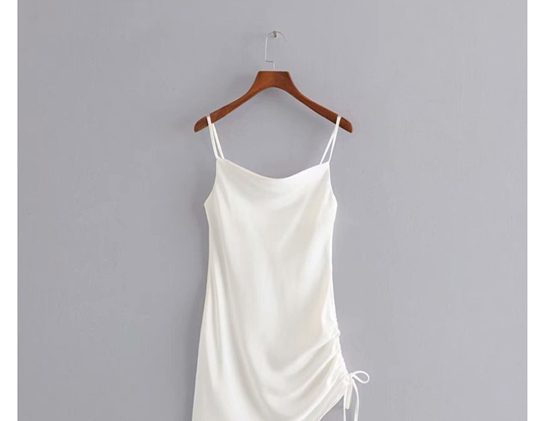 Fashion White Drawstring Harness Dress,Long Dress