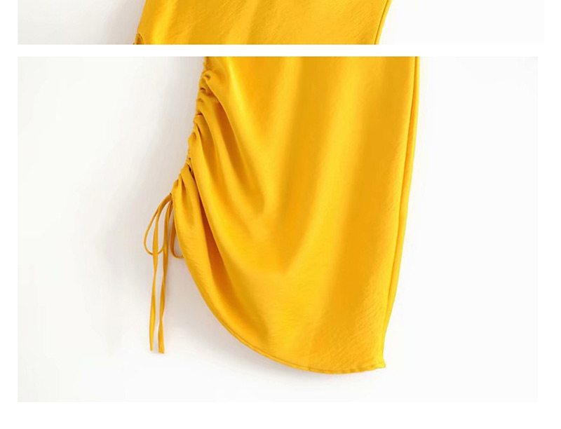Fashion Yellow Drawstring Harness Dress,Long Dress