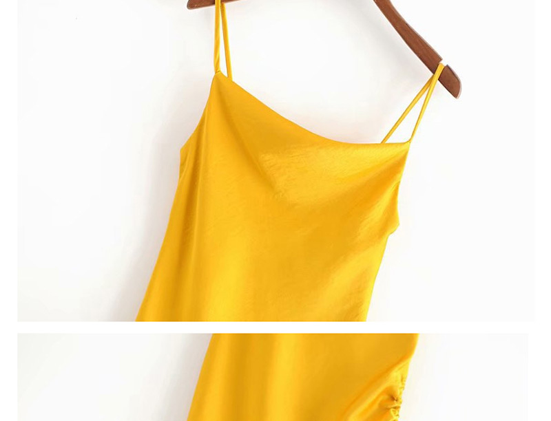 Fashion Yellow Drawstring Harness Dress,Long Dress