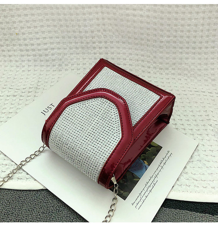 Fashion Red Bright Diamond Flip One Shoulder Messenger Bag,Shoulder bags