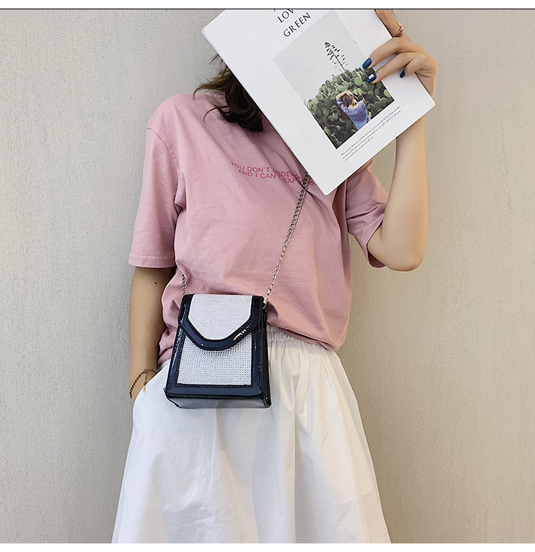 Fashion Silver Bright Diamond Flip One Shoulder Messenger Bag,Shoulder bags