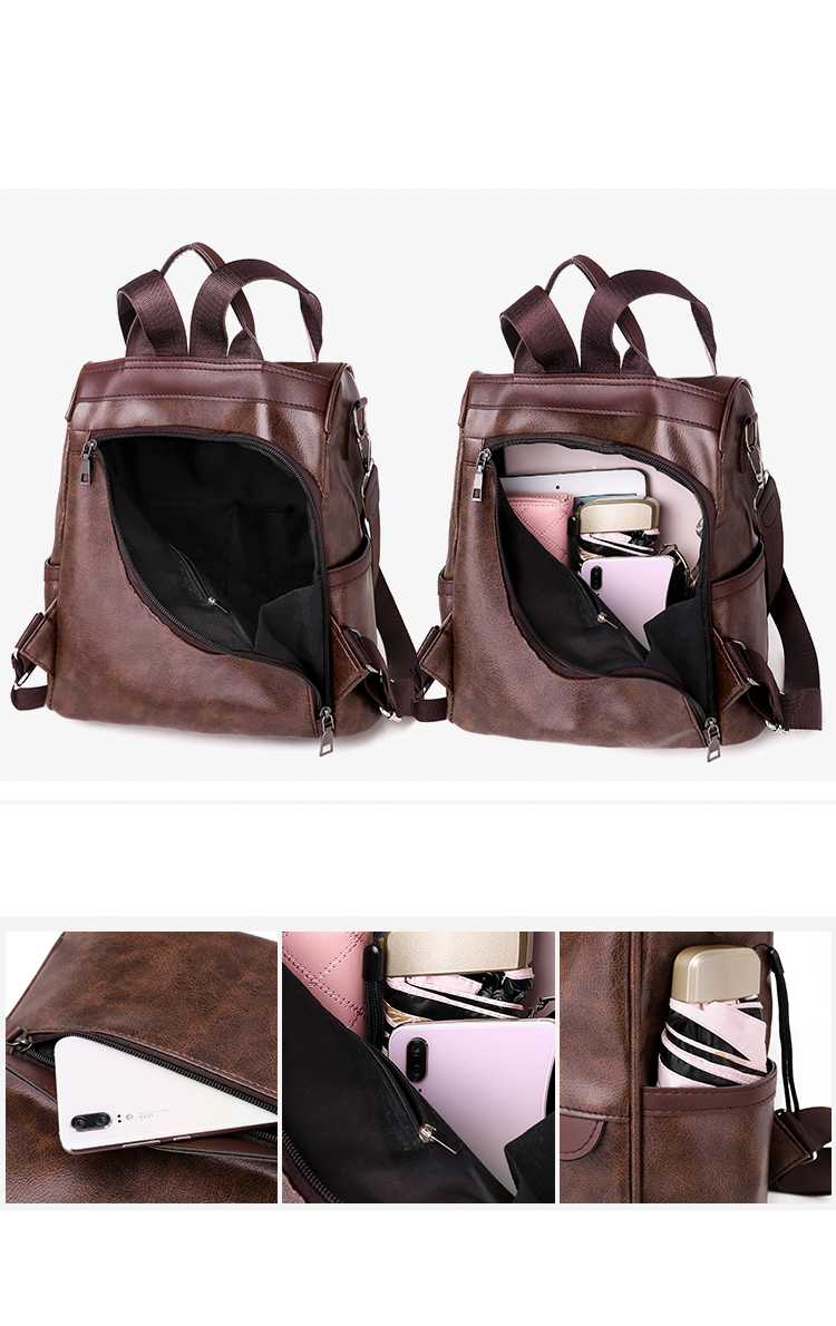 Fashion Brown Pu Leather Backpack,Backpack