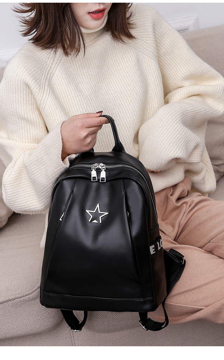 Fashion Black Pentagram Studded Backpack,Backpack